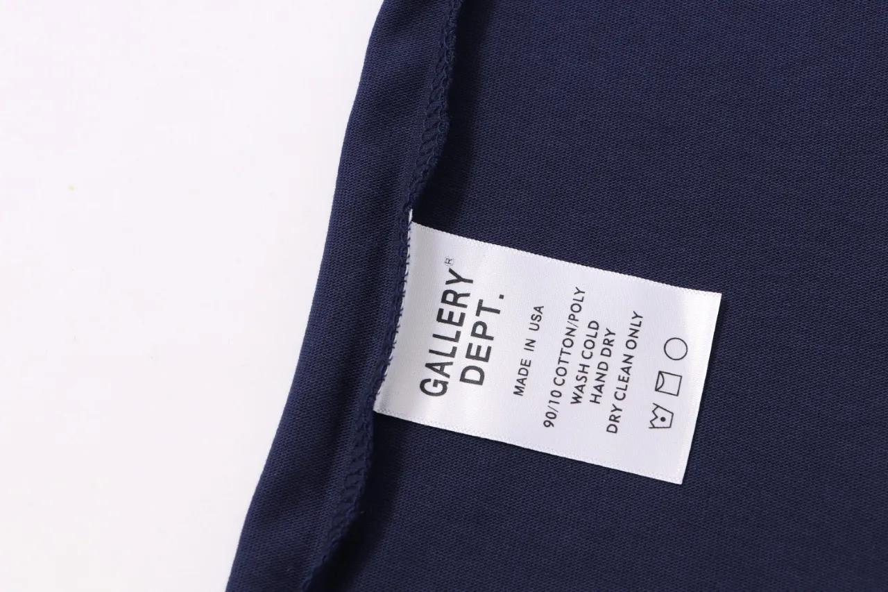 805#Gallery Dept new slogan horseshoe design printed short-sleeved double yarn pure cotton T-shirt casual Tee black navy blue S~XL P100